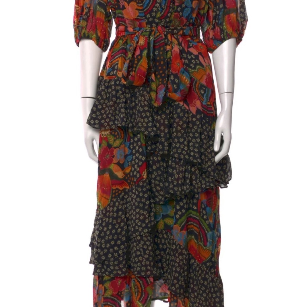 FARM Rio Floral Midi Dress - Black, Red, Blue, Yellow - Picture 7 of 8